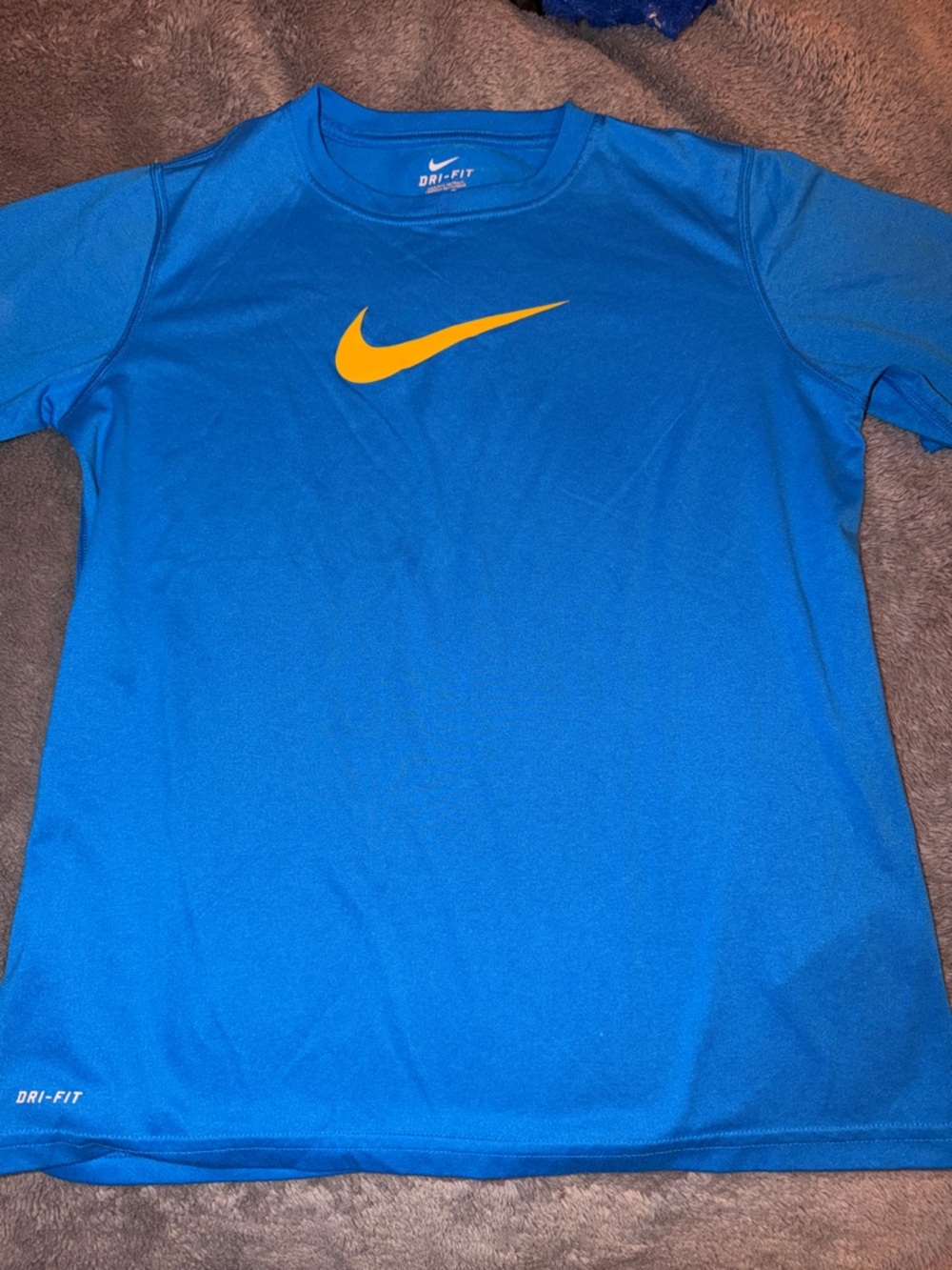 Nike Bright Blue Short Sleeve Tee with Yellow Swoosh
